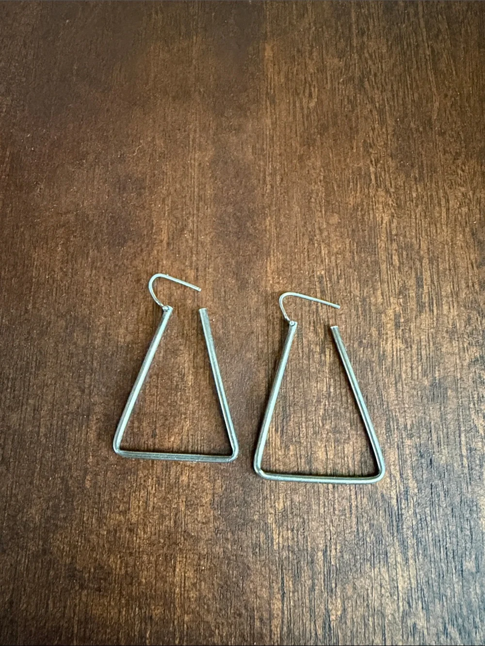 Vintage Minimalist Triangle Drop Earrings in Sterling Silver